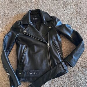 Madewell Black Leather Asymmetrical Moto Jacket